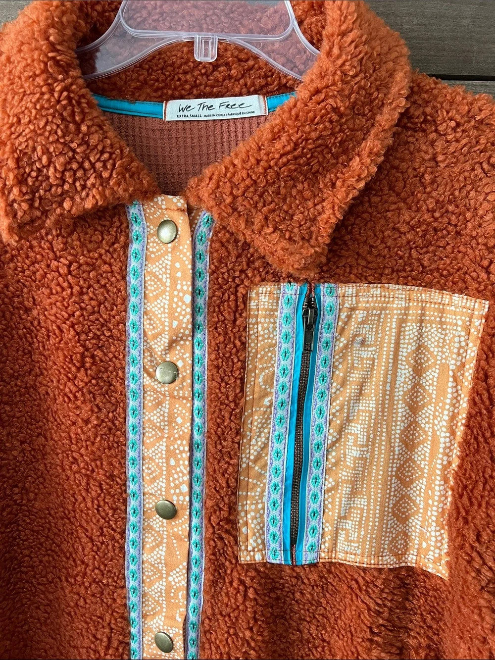 NWT Free People Women's This and That Sherpa Cardi Sherpa Jacket in Rust Size XS